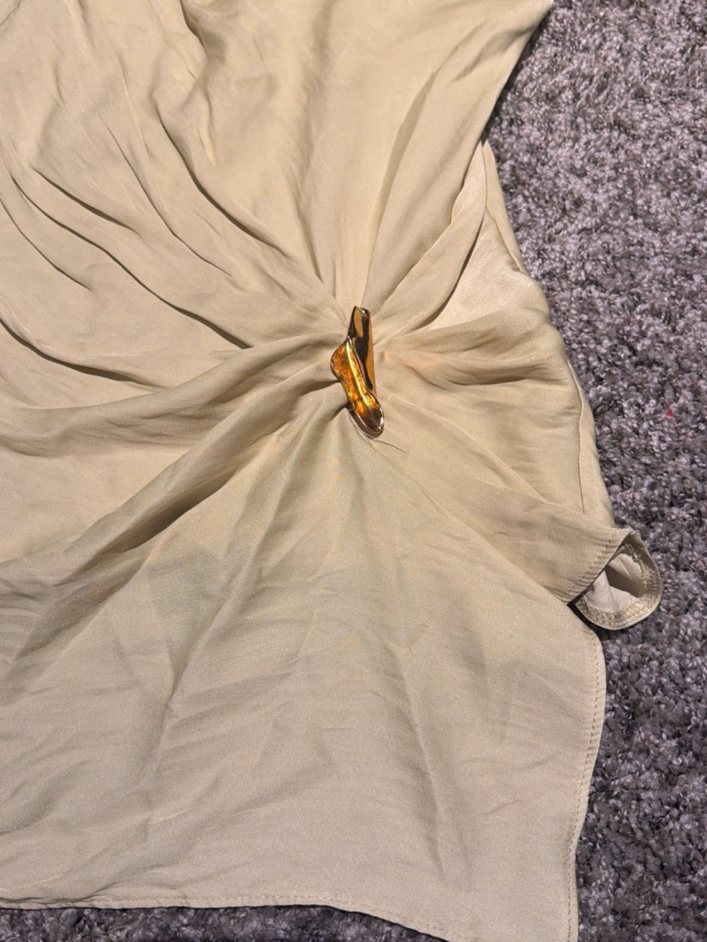 Zara Pale Yellow Draped Camisole with Side Knot - Picture 5 of 6